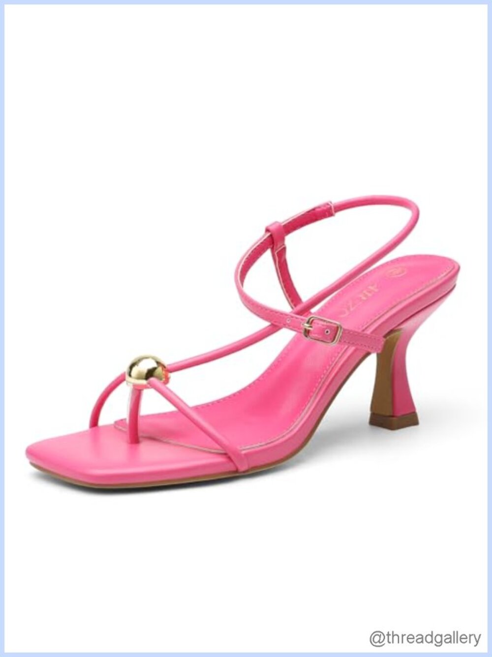 Square Open Toe Slingback Flip Flop Kitten Heel Sandals Faux Leather